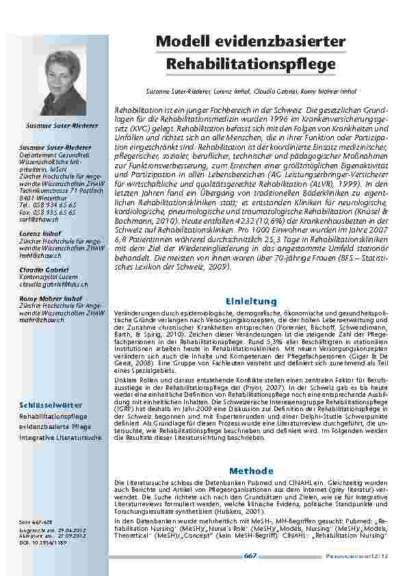 Modell evidenzbasierter Rehabilitationspflege