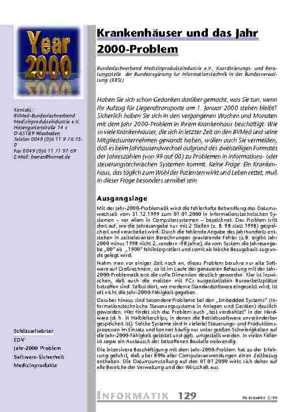 Krankenhäuser und das Jahr 2000-Problem