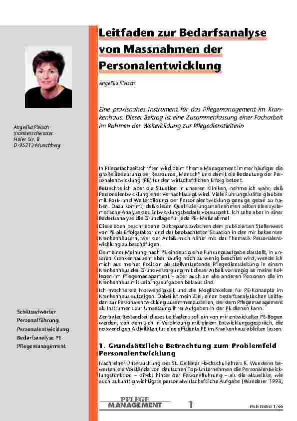 Leitfaden zur Bedarfsanalyse von Massnahmen der Personalentwicklung