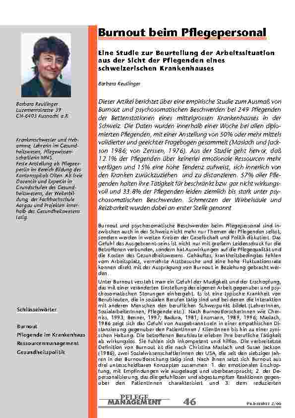 Burnout beim Pflegepersonal