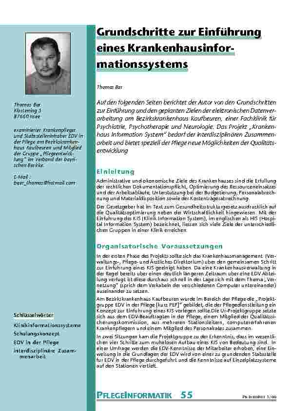 Grundschritte zur Einführung eines Krankenhausinfor-mationssystems