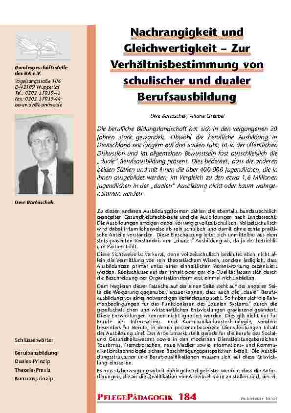 Nachrangigkeit und Gleichwertigkeit – Zur Verhältnisbestimmung von schulischer und dualer Berufsausbildung