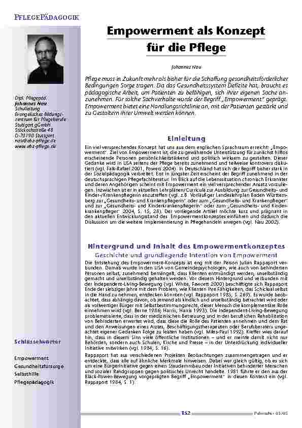 Empowerment als Konzeptfür die Pflege