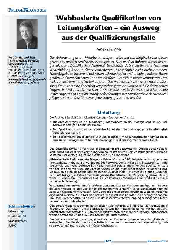 Webbasierte Qualifikation vonLeitungskräften – ein Ausweg aus der Qualifizierungsfalle