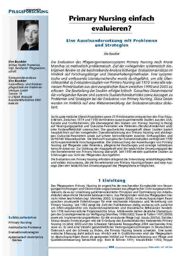 Primary Nursing einfach evaluieren?