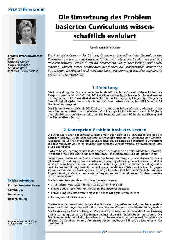 Die Umsetzung des Problem basierten Curriculums wissenschaftlich evaluiert