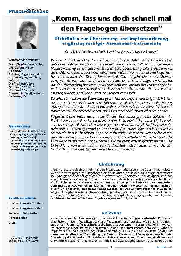 „Komm, lass uns doch schnell mal den Fragebogen übersetzen“ – Richtlinien zur Übersetzung und Implementierung englischsprachiger Assessment-Instrumente