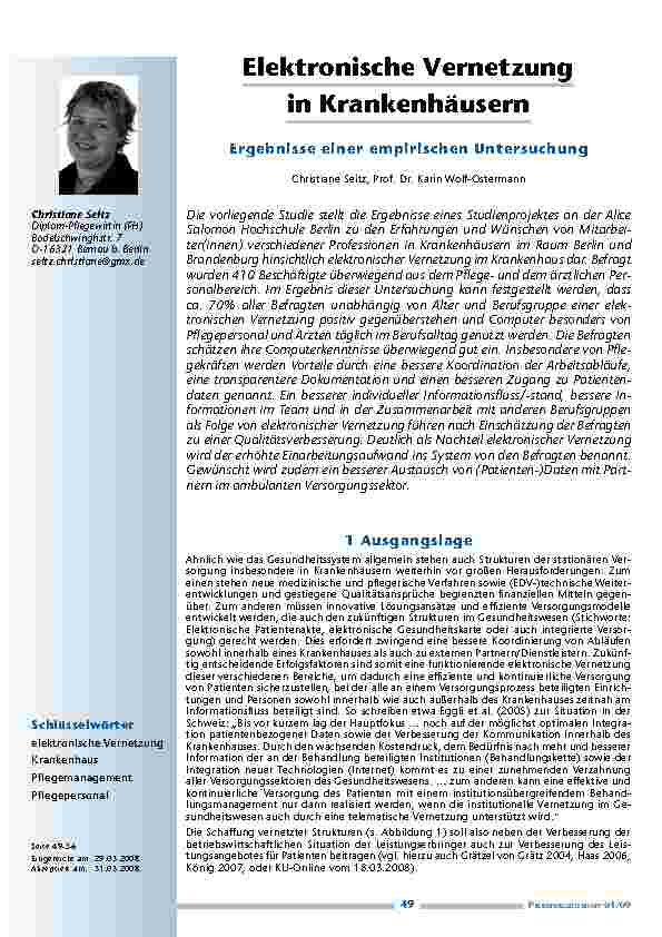Elektronische Vernetzung in Krankenhäusern – Ergebnisse einer empirischen Untersuchung