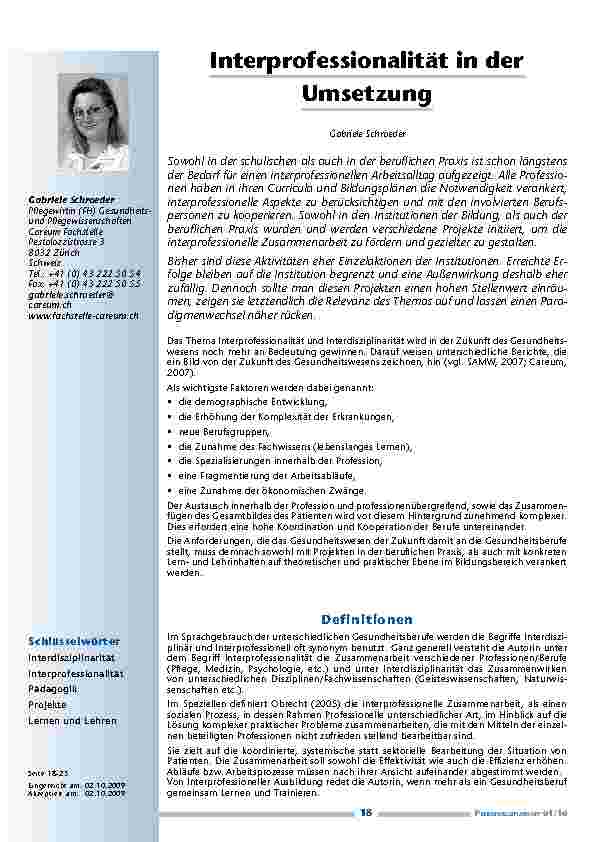 Interprofessionalität in der Umsetzung
