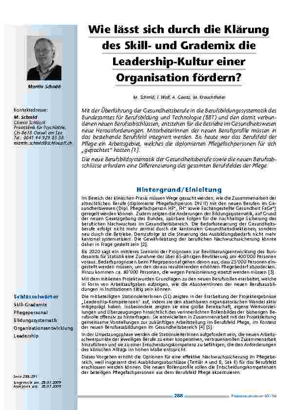 Wie lässt sich durch die Klärung des Skillund Grademix die Leadership-Kultur einer Organisation fördern?