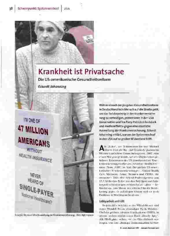 Krankheit ist PrivatsacheDie US-amerikanische Gesundheitsreform