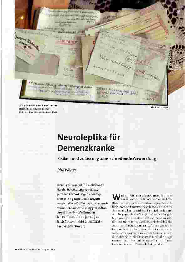 Neuroleptika für DemenzkrankeRisiken und Zulassungsüberschreitende Anwendung