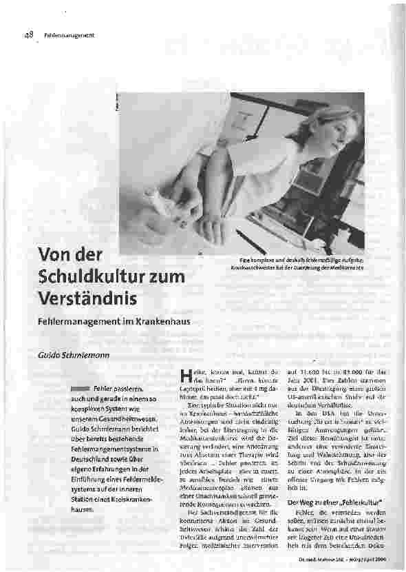 Von der Schuldkultur zum VerständnisFehlermanagement im Krankenhaus
