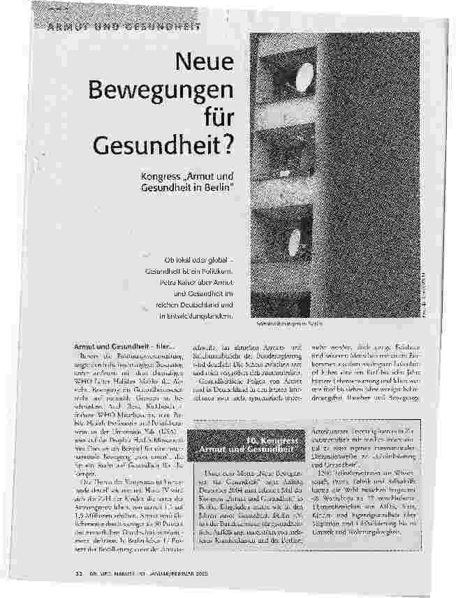 Neue Bewegungen für Gesundheit?Kongress Armut und Gesundheit in Berlin