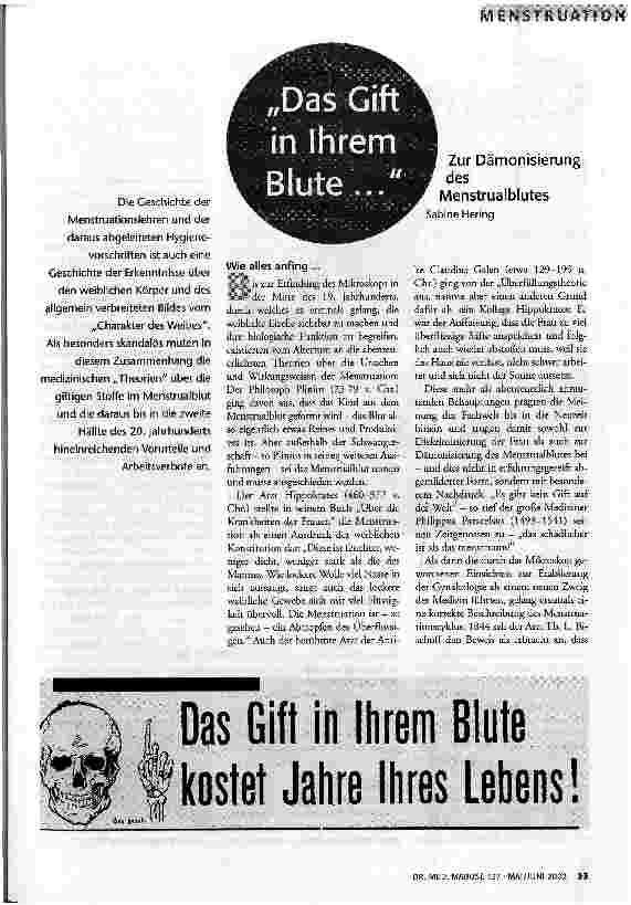 Das Gift in Ihrem Blute ... Zur Dämonisierung des Menstrualblutes