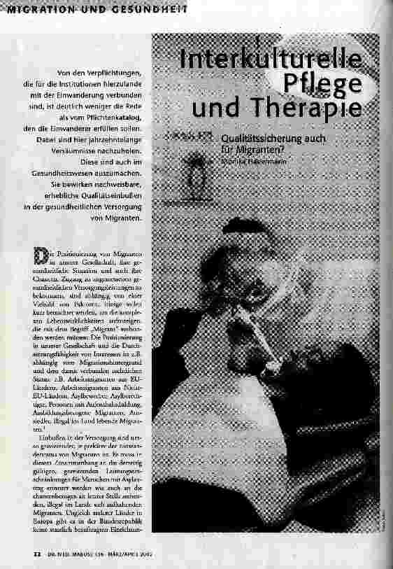 Interkulturelle Pflege und Therapie Qualitätssicherung auch für Migranten?