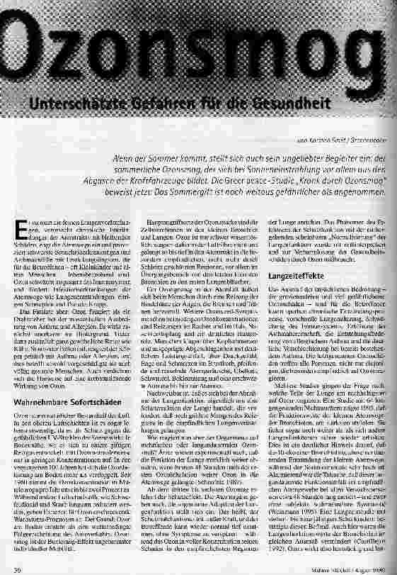 Ozonsmog Unterschätzte Gefahren für die Gesundheit