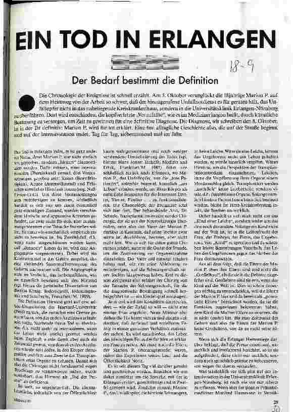 Ein Tod in Erlangen Der Bedarf bestimmt die Definition