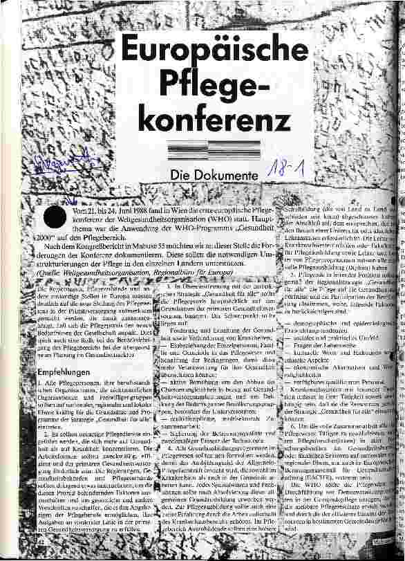 Europäische Pfelegekonferenz Die Dokumente