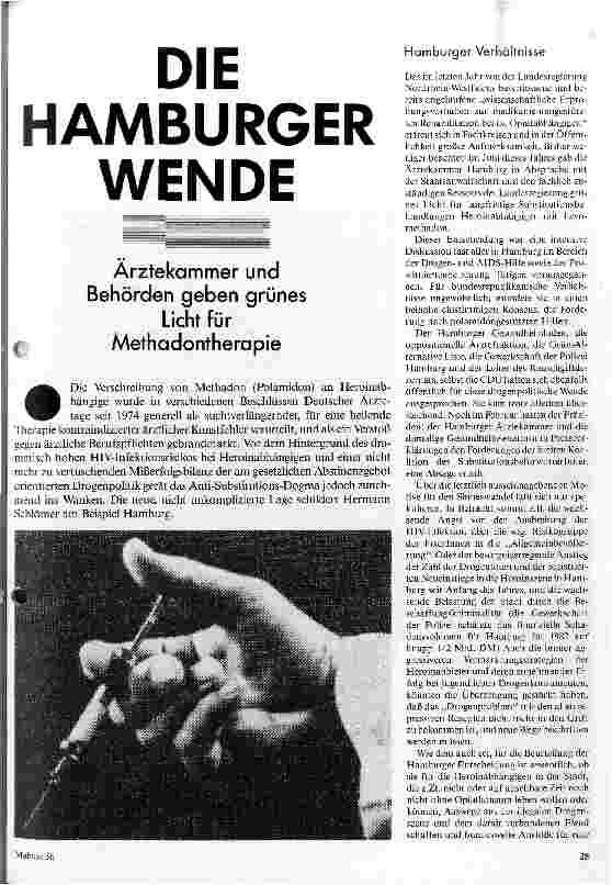 Die Hamburger Wende Ärztekammer und Behörden geben grünes Licht für Methadontherapie