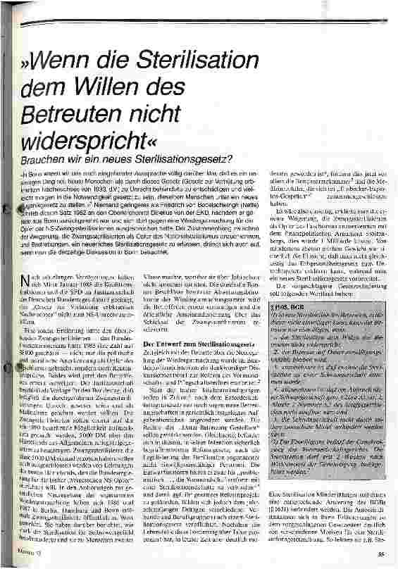 Wenn die Sterilisation dem Willen des Betreuten nicht widerspricht Brauchen wir ein neues sterilisationsgesetz?